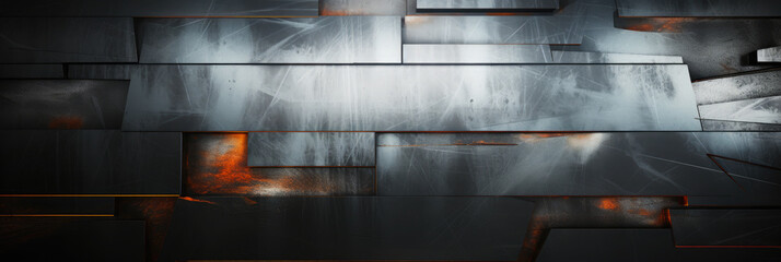 Metal background. Abstract modern metalic texture. Futuristic metal plates banner