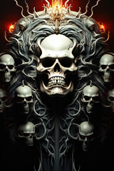 Whispers from Beyond: An Abstract Poster Illustration Embodying the Sinister Forms of a Demon, Skull, or Ghost - Generative AI