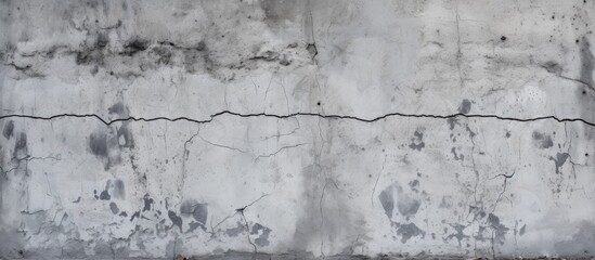 Cracks on gray concrete wall in a bunker with cement blocks