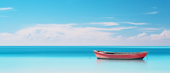 Boat in turquoise ocean water
