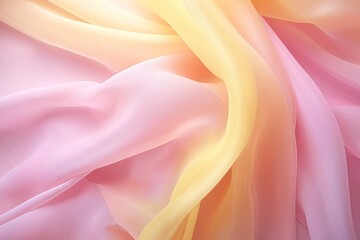 Fototapeta premium Soft Hues: Pink and Yellow Textured Chiffon Fabric for Backgrounds
