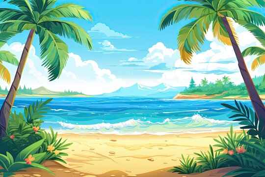 Summer Holiday Beach Background: Tropical and Refreshing Digital Image