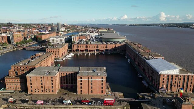 Aerial view of Royal Albert Dock in Liverpool, England, United Kingdom
