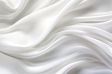 Obraz premium The Elegant Waves of a White Satin Fabric Background - Captivating Visuals for a Luxurious Aesthetic