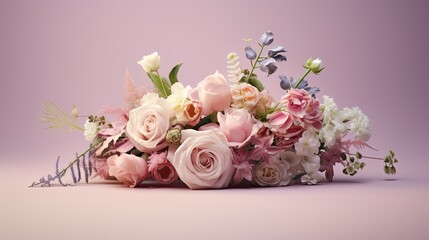 Floral fantasy. Bouquet of mix gorgeous pink, pastel pink, violet and white flowers. Wedding, celebration, bridal card, wallpaper, mothers day, valentines. 