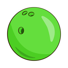 Green bowling ball. Cartoon