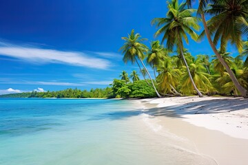 Tropical Paradise Beach: White Sand, Lush Palm Trees, and Utter Tranquility