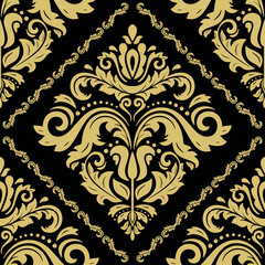 Orient classic pattern. Seamless black and golden background with vintage elements. Orient pattern. Ornament for wallpapers and packaging