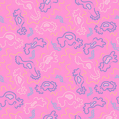 Seamless unusual colorful pattern with wave abstract elements