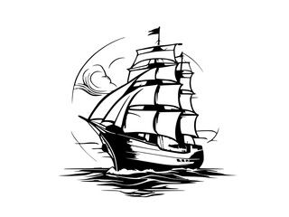 ship logo design illustration
