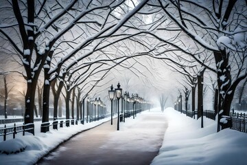 snow covered trees in the park