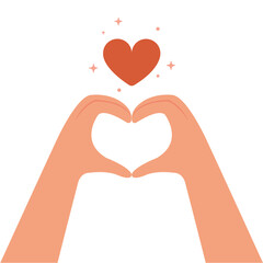 Hands raised up with shape of heart. Hands shape of heart together. Care, support concept. Love concept.