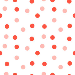 Red dot seamless pattern on white background.