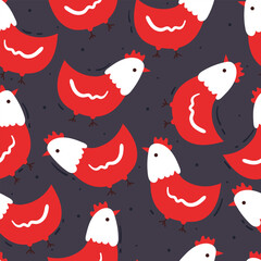 seamless pattern cartoon chicken. cute animal wallpaper illustration for gift wrap paper
