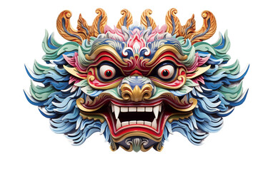 Elegant 3D Indonesian Reog Ponorogo Mask with Cultural Heritage on Transparent Background