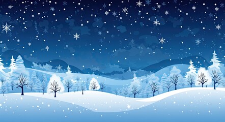 a blue snow flies over christmas, in the style of flat,  backgrounds