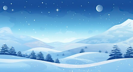 a blue snow flies over christmas, in the style of flat,  backgrounds