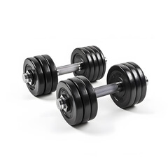 black dumbbells isolated on white background