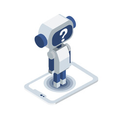 isometric illustration of Artificial intelligence AI robotｘ