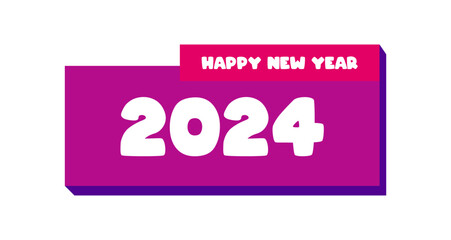 Happy New Year 2024. New year 2024 vector design with colorful decorations. Vector design with transparent background.