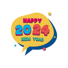 Happy New Year 2024. New year 2024 vector design with colorful decorations. Vector design with transparent background.
