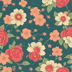 Foto op Plexiglas texture of vintage, classic, retro floral or flower pattern, print and wale of fabric in seamless Repeating beautiful floral pattern © vian