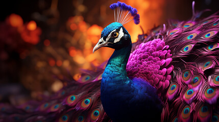 Male peacock with gorgious feather