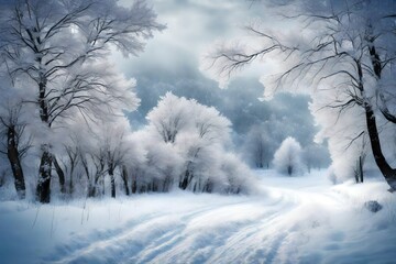 Fototapeta na wymiar snow covered trees in winter