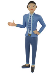 businessman welcome pose 3d illustration