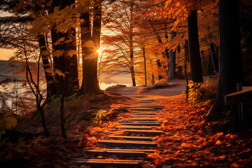 가을 오솔길(an autumn trail) - obrazy, fototapety, plakaty