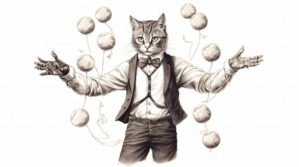 Cat juggler Fashion Animal character