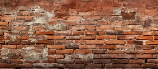 Close up of the texture of an aged brick wall