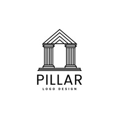 Vector logo with abstract image of two pillars. Two pillars logo concept. Pillar icon design. Pillar icon on white background