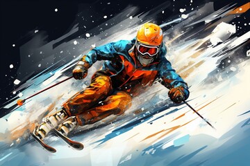 mountain skiing illustration