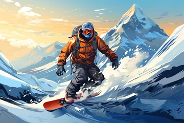 Fotobehang snowboard illustration © Belish