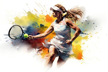 female tennis player illustration