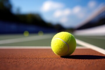 single tennis ball on court