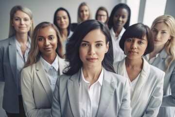 Fototapeta premium business team businesswoman meeting office teamwork happy portrait together education cheerful colleague group generative ai