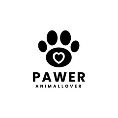 Paws Logo Vector With Heart Flat Icon