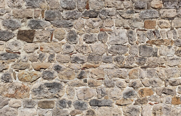 Background of old stone blocks, masonry wall, texture of stonework, pattern of grunge rock wall.