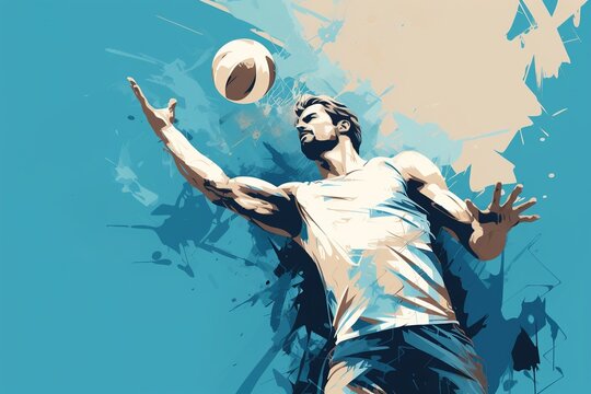 Volleyball player blue illustration