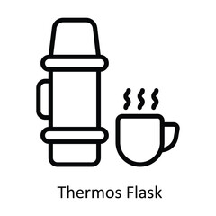 Thermos Flask  vector  outline Design illustration. Symbol on White background EPS 10 File 