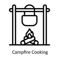 Campfire Cooking  vector  outline Design illustration. Symbol on White background EPS 10 File 