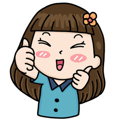 cute girl Long brown hair, white skin, many facial expressions.