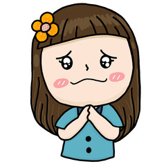 cute girl Long brown hair, white skin, many facial expressions.