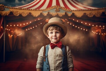 Daring Circus tent arena performer. Carnival fun show. Generate Ai