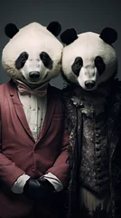 Zelfklevend Fotobehang Couple in animal head panda © franklin