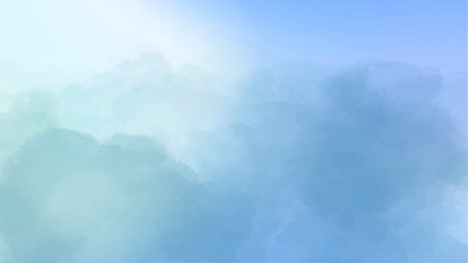 watercolor blue sky with clouds