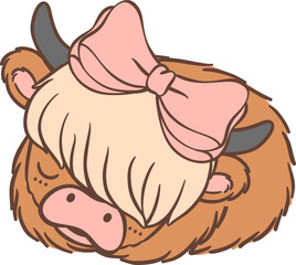 Baby Highland Cow sleeping with Bow
