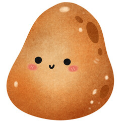 Isolated cute and happy smiling brown potato vegetable character in transparent background